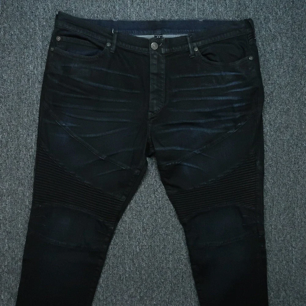 True Religion‎ Jeans Mens 44x34 Blue Geno Relaxed Slim Moto No Flap Dark Wash